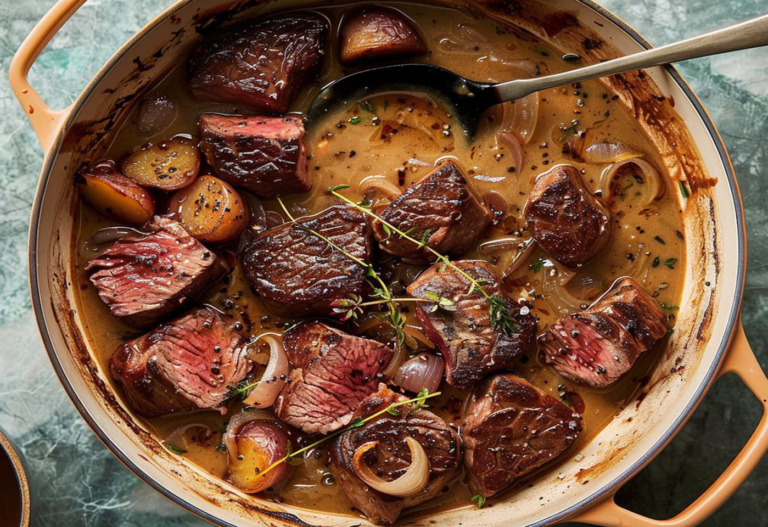 Indulge in Culinary Excellence: Peppercorn-Crusted Steak with Golden ...